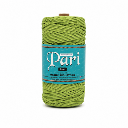 3mm Braided Polyester outside cotton inside |olive green| 200-250 Meters 1Kg Spool