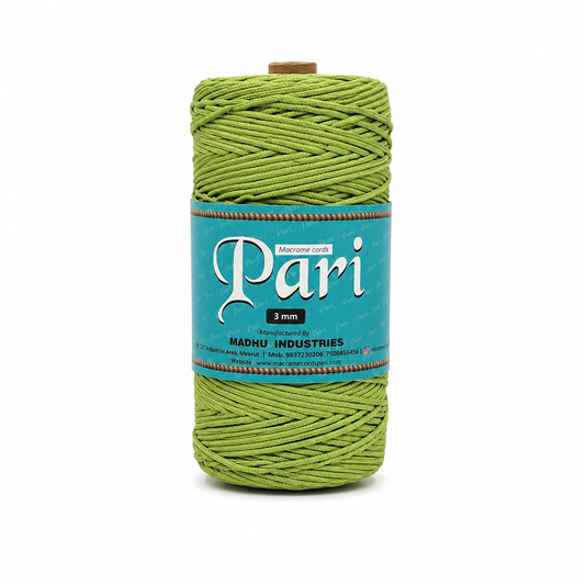 3mm Braided Polyester outside cotton inside |olive green| 200-250 Meters 1Kg Spool