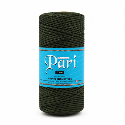 3mm Braided Polyester Outside Cotton Inside | Army Green | 200-250 Meters | 1Kg Spool