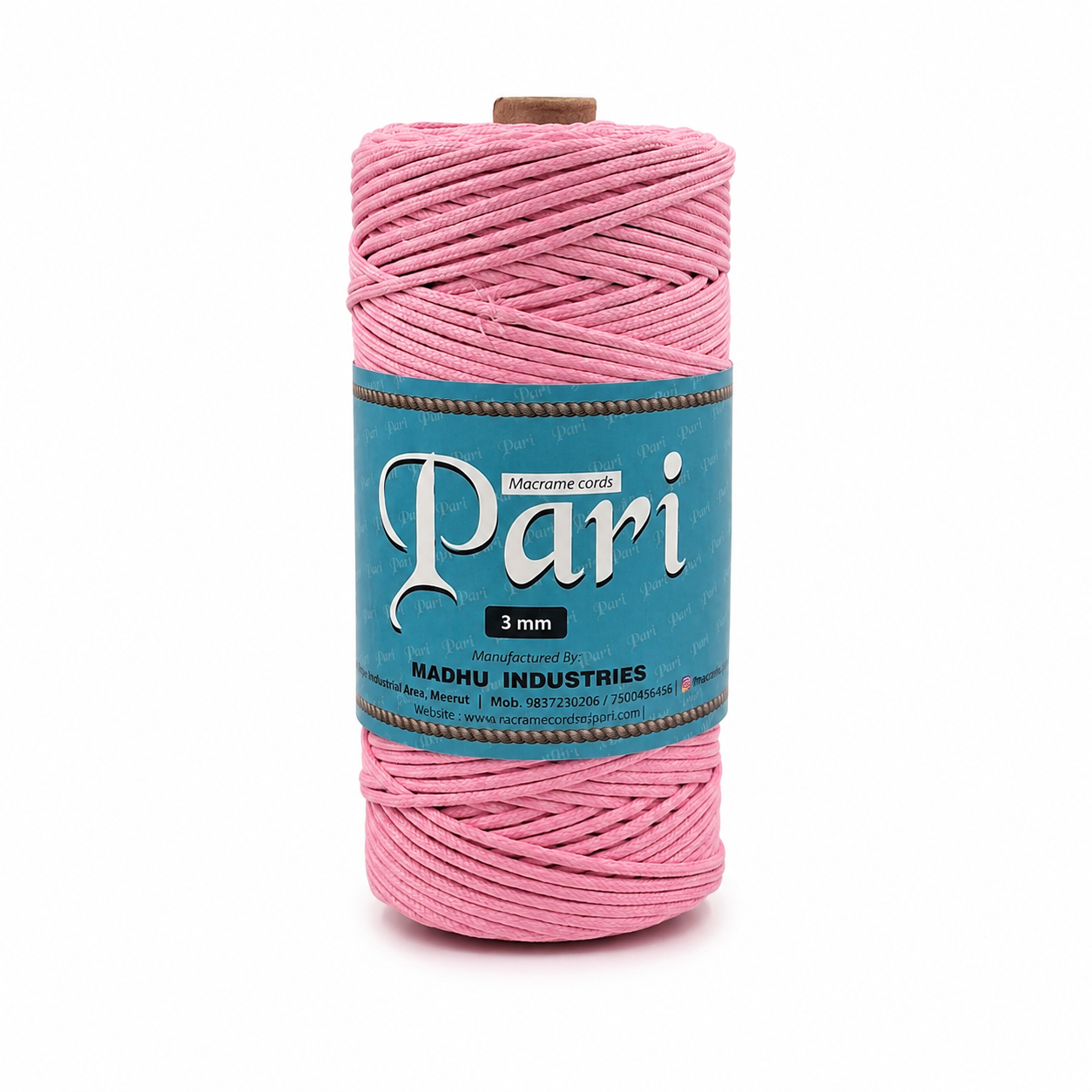 3mm Braided Polyester outside cotton inside |bubblegum pink | 200-250 Meters 1Kg Spool
