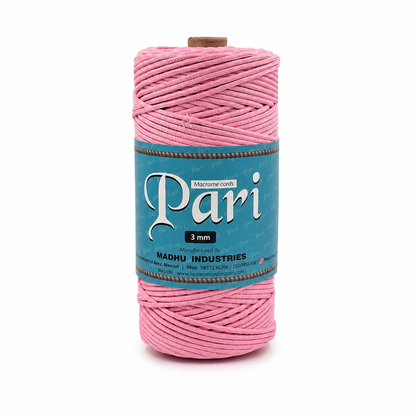 3mm Braided Polyester outside cotton inside |bubblegum pink | 200-250 Meters 1Kg Spool