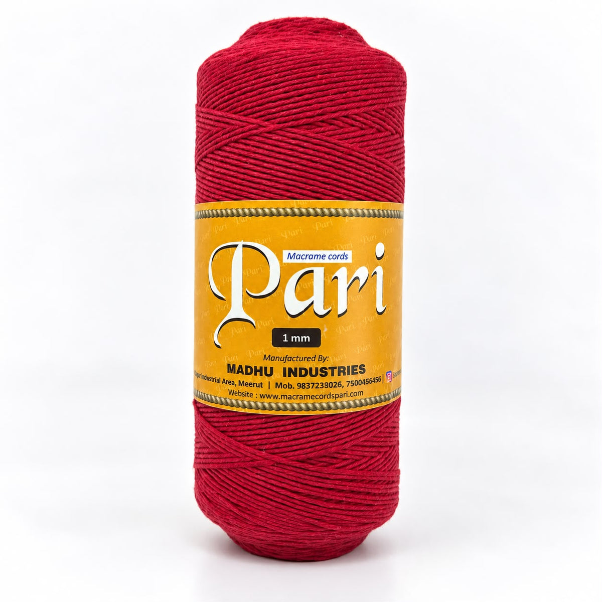 1mm Single Strand | Red | 750 Metres | 1kg Spool | Cotton | No 15