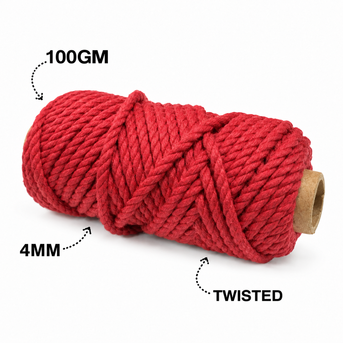 4mm Twisted (3Ply) | 5 Random Colour Pack | 100gm