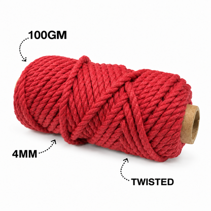 4mm Twisted (3Ply) | 5 Random Colour Pack | 100gm