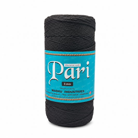 3mm Knitted Polyester Cords |Black| 200-250 Meters| 1Kg