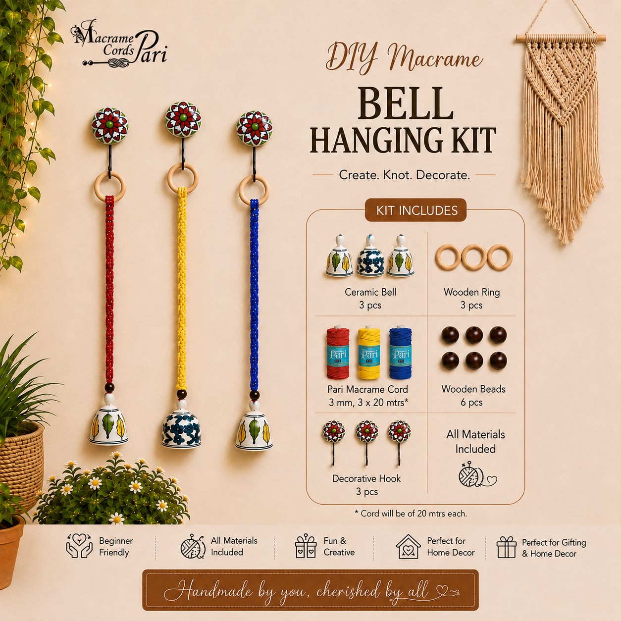 DIY Wall Hanging Bells Kit - Set of 3