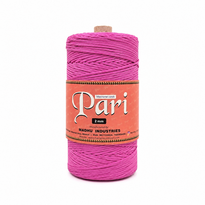 2mm Braided Polyester outside cotton inside |Pink| 350 Meters 1Kg Spool