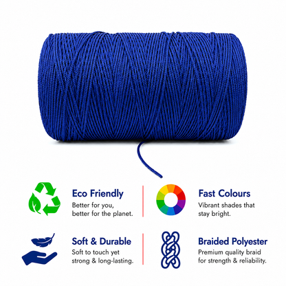 1mm Braided Polyester Outside Cotton Inside |Royal Blue| 750-800 meters| 1Kg