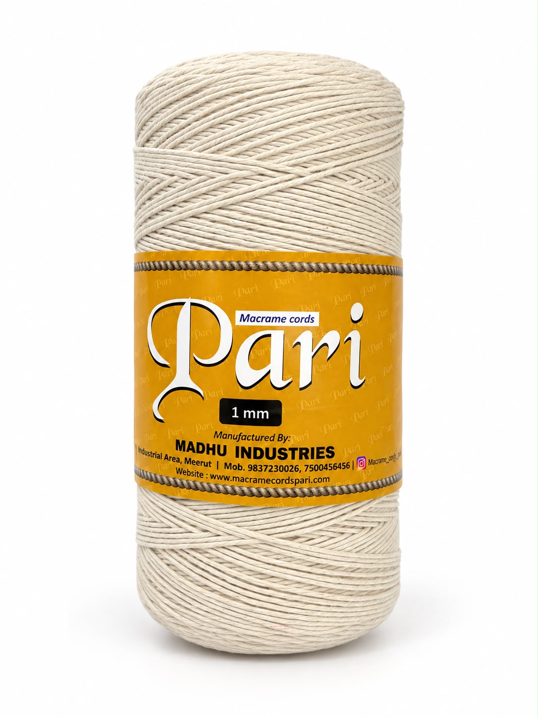 1mm Single Strand | Off White | 750 Metres | 1kg Spool | Cotton |No 04