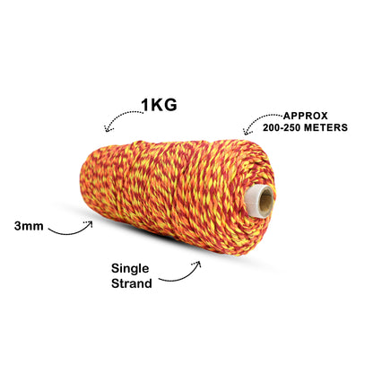 3mm Single Strand Multicolor | Sunset Glow | Approx 200 - 250 Metres | 1kg Spool