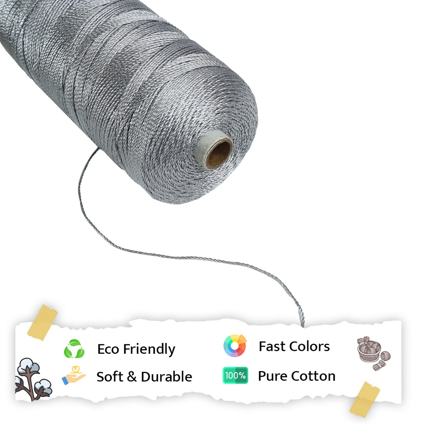 1mm Twisted 3ply Metallic / Zari Cords | Silver | Approx 750 - 800 Metres | 1kg Spool